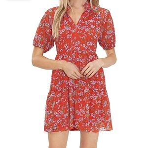 CeCe Red Floral Mini Dress